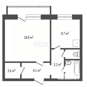 1-к квартира, вторичка, 41м2, 7/10 этаж