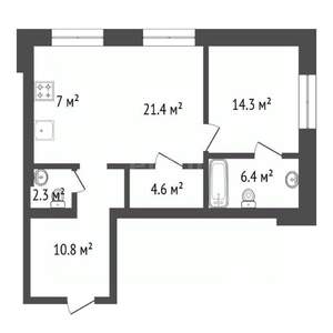 2-к квартира, вторичка, 64м2, 5/19 этаж