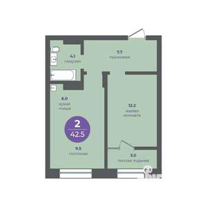 2-к квартира, вторичка, 43м2, 4/10 этаж