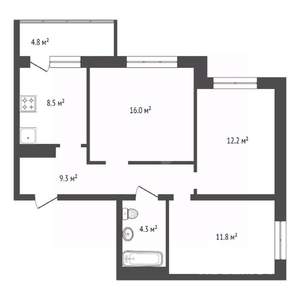 3-к квартира, вторичка, 64м2, 11/19 этаж