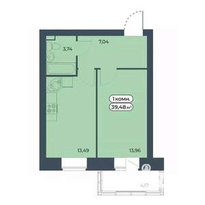 1-к квартира, вторичка, 39м2, 8/9 этаж