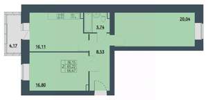 2-к квартира, вторичка, 65м2, 2/9 этаж