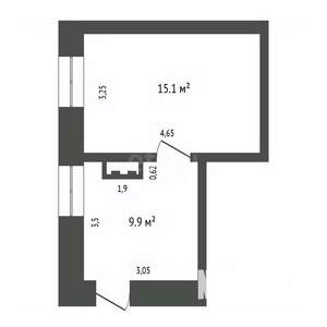 1-к квартира, вторичка, 25м2, 1/1 этаж