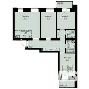 4-к квартира, строящийся дом, 89м2, 3/8 этаж