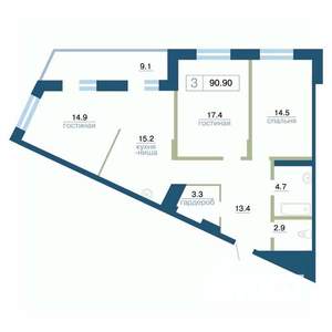 3-к квартира, вторичка, 91м2, 5/24 этаж