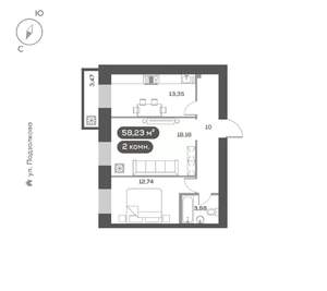 2-к квартира, вторичка, 58м2, 10/16 этаж