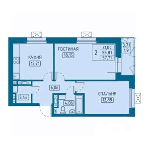 2-к квартира, вторичка, 58м2, 4/20 этаж