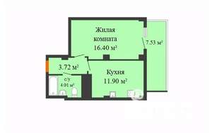 1-к квартира, строящийся дом, 38м2, 16/17 этаж