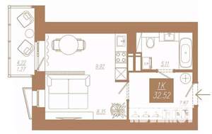 1-к квартира, вторичка, 33м2, 10/23 этаж