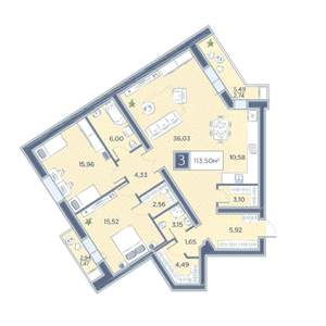 3-к квартира, вторичка, 114м2, 10/14 этаж