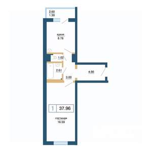 1-к квартира, вторичка, 38м2, 2/17 этаж