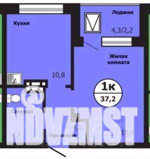 1-к квартира, строящийся дом, 37м2, 4/19 этаж