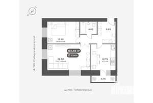 2-к квартира, вторичка, 64м2, 3/16 этаж