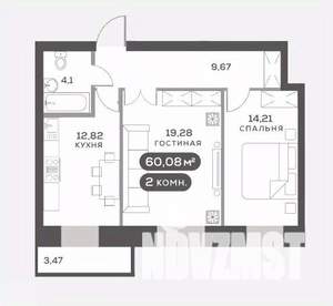 2-к квартира, вторичка, 60м2, 4/15 этаж