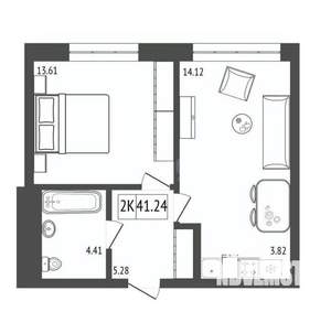 2-к квартира, вторичка, 41м2, 12/17 этаж