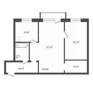 2-к квартира, вторичка, 46м2, 4/5 этаж