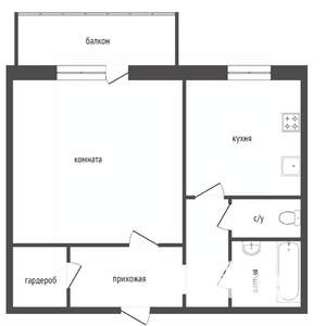 1-к квартира, вторичка, 33м2, 7/10 этаж