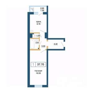 1-к квартира, вторичка, 38м2, 9/17 этаж