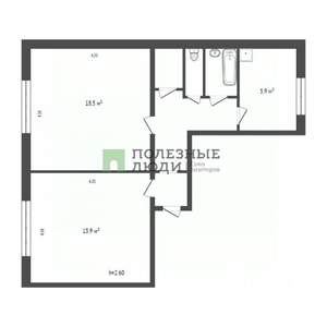 2-к квартира, вторичка, 55м2, 1/9 этаж