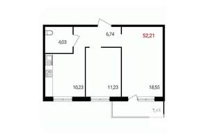 2-к квартира, вторичка, 52м2, 14/18 этаж