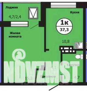 1-к квартира, строящийся дом, 37м2, 3/19 этаж