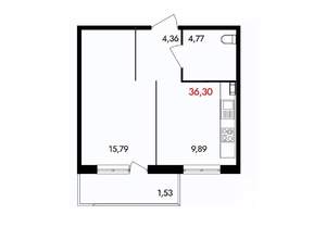 1-к квартира, вторичка, 36м2, 2/18 этаж