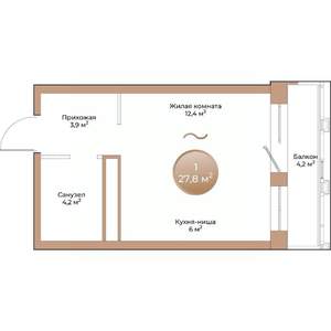 Студия квартира, вторичка, 28м2, 3/24 этаж