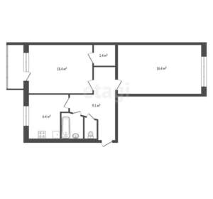 2-к квартира, вторичка, 45м2, 5/5 этаж