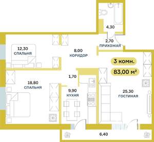 3-к квартира, вторичка, 83м2, 11/17 этаж