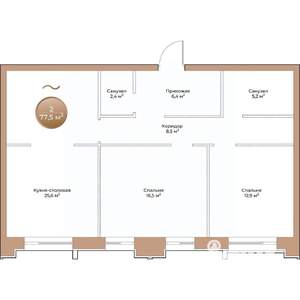 2-к квартира, вторичка, 78м2, 5/24 этаж