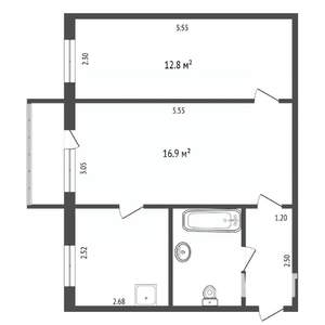 2-к квартира, вторичка, 44м2, 5/5 этаж