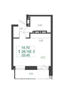 Студия квартира, вторичка, 33м2, 4/17 этаж