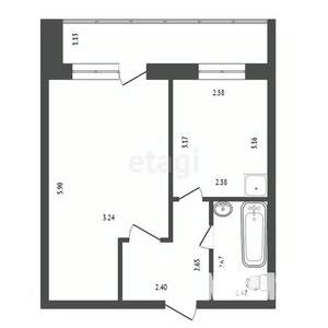 1-к квартира, вторичка, 34м2, 7/14 этаж