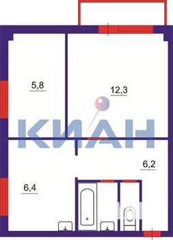 2-к квартира, вторичка, 34м2, 3/5 этаж