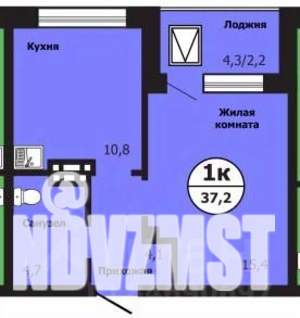 1-к квартира, строящийся дом, 37м2, 15/19 этаж