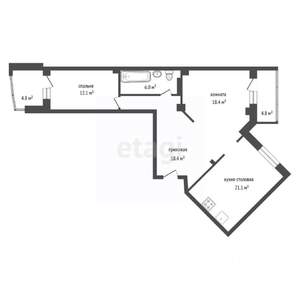 1-к квартира, вторичка, 77м2, 8/17 этаж