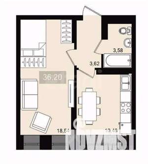 1-к квартира, вторичка, 37м2, 12/22 этаж