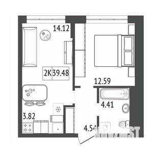 2-к квартира, вторичка, 39м2, 17/17 этаж