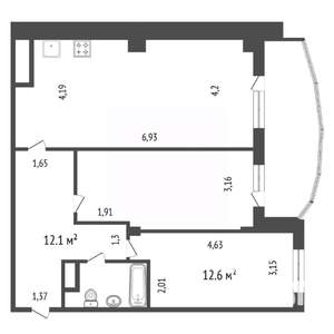 3-к квартира, сданный дом, 73м2, 19/25 этаж
