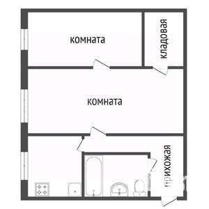 2-к квартира, вторичка, 42м2, 1/3 этаж