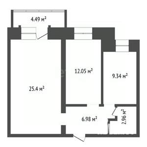 2-к квартира, вторичка, 56м2, 1/13 этаж