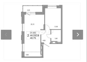 2-к квартира, сданный дом, 49м2, 14/17 этаж