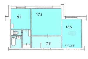2-к квартира, вторичка, 55м2, 5/5 этаж