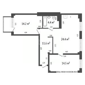 2-к квартира, вторичка, 66м2, 2/9 этаж