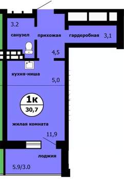 Студия квартира, строящийся дом, 31м2, 2/9 этаж