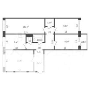 4-к квартира, вторичка, 82м2, 10/10 этаж