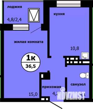 1-к квартира, вторичка, 36м2, 17/19 этаж