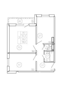 2-к квартира, вторичка, 56м2, 8/17 этаж