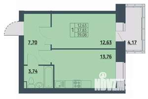 1-к квартира, вторичка, 39м2, 3/9 этаж