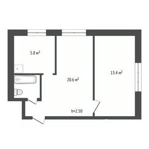 2-к квартира, вторичка, 43м2, 4/5 этаж